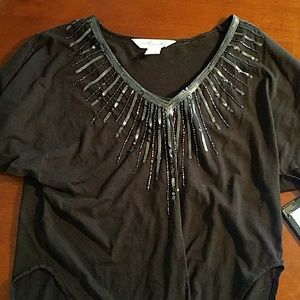 V neck sequin dress shirt